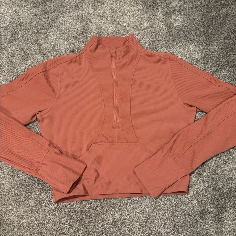 90 Degree By Reflex Pink Cropped Long Sleeve Hoodie